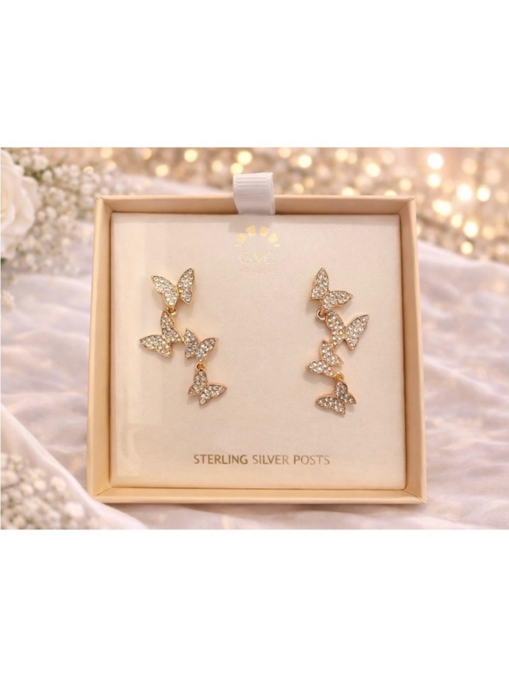 Sterling Silver Gold-Tone Butterfly Ear Climbers